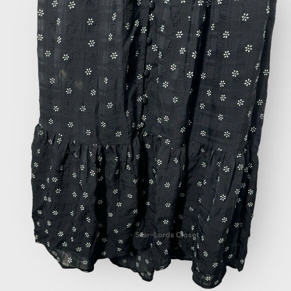 Bishop & Young Santorini Midi Dress Small Black White Floral Romantic Flutter - Picture 8 of 11